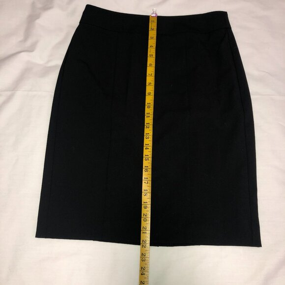 Ann Taylor Factory Size 2 black pencil skirt back vent, hidden zip. Professional - Picture 3 of 8